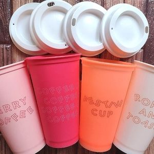 Starbucks Reusable HOT Cups with Lids Limited Edition 16oz Holiday Set of 4